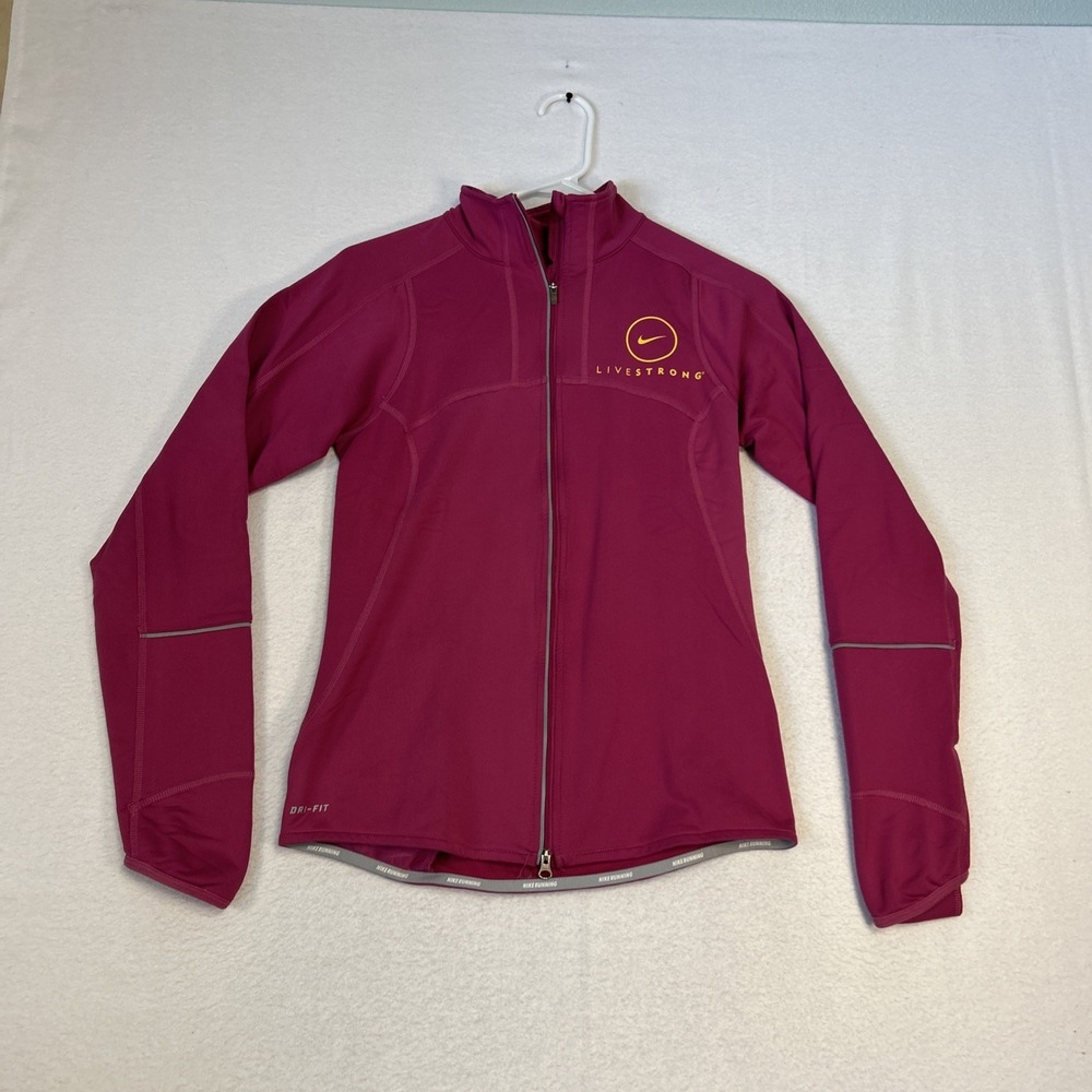 Nike Jacket Womens XS Pink Livestrong Dri Fit Track Running Full Zip 416336-694